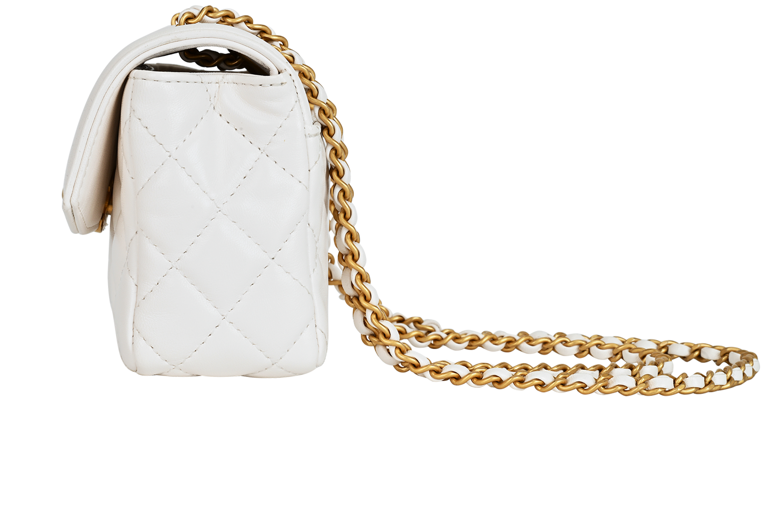 Mini Flap Bag, &pound;3,500, Handbags, White, Lambskin Leather, Bottom view